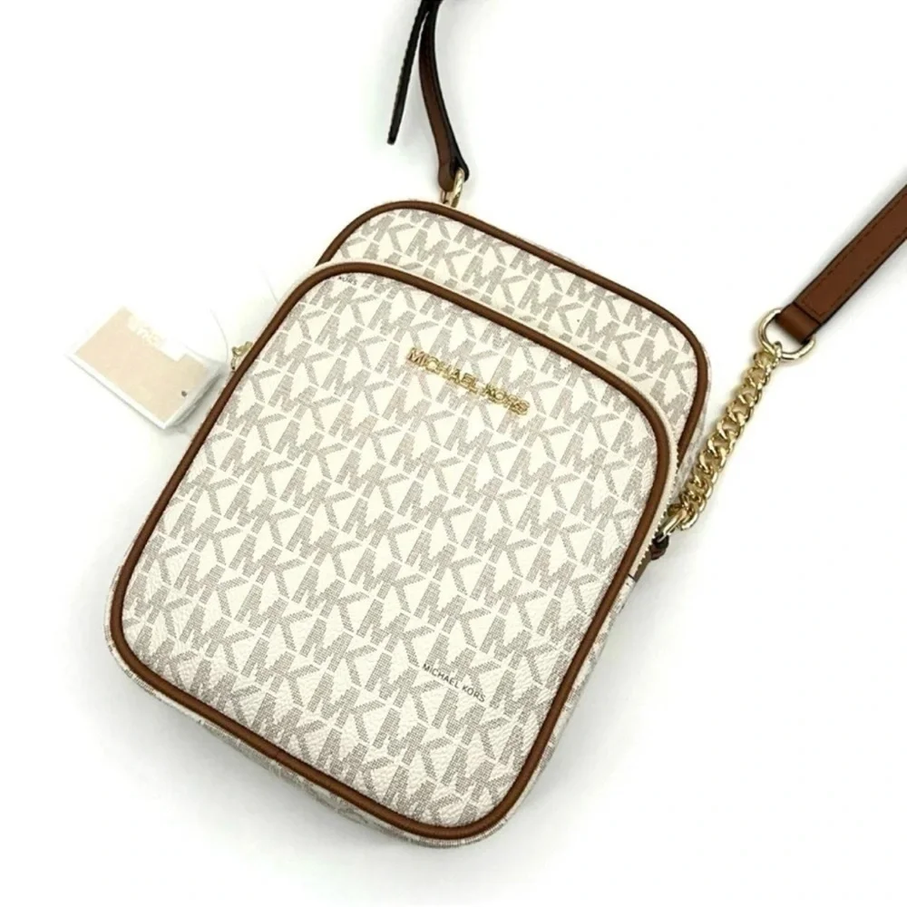 Michael Kors Medium NS Chain Xbody Bag Vanilla/Brown